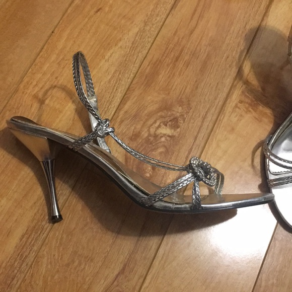 Call It Spring Silver Strappy 3.5” Heels - Picture 6 of 11